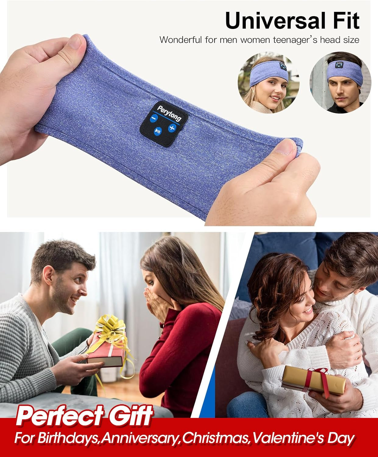 Sleep Headphones, Bluetooth Sports Headband Headphones with Ultra-Thin HD Stereo Speakers Perfect for Sleeping,Workout,Jogging,Yoga,Insomnia, Air Travel, Meditation for Unisex