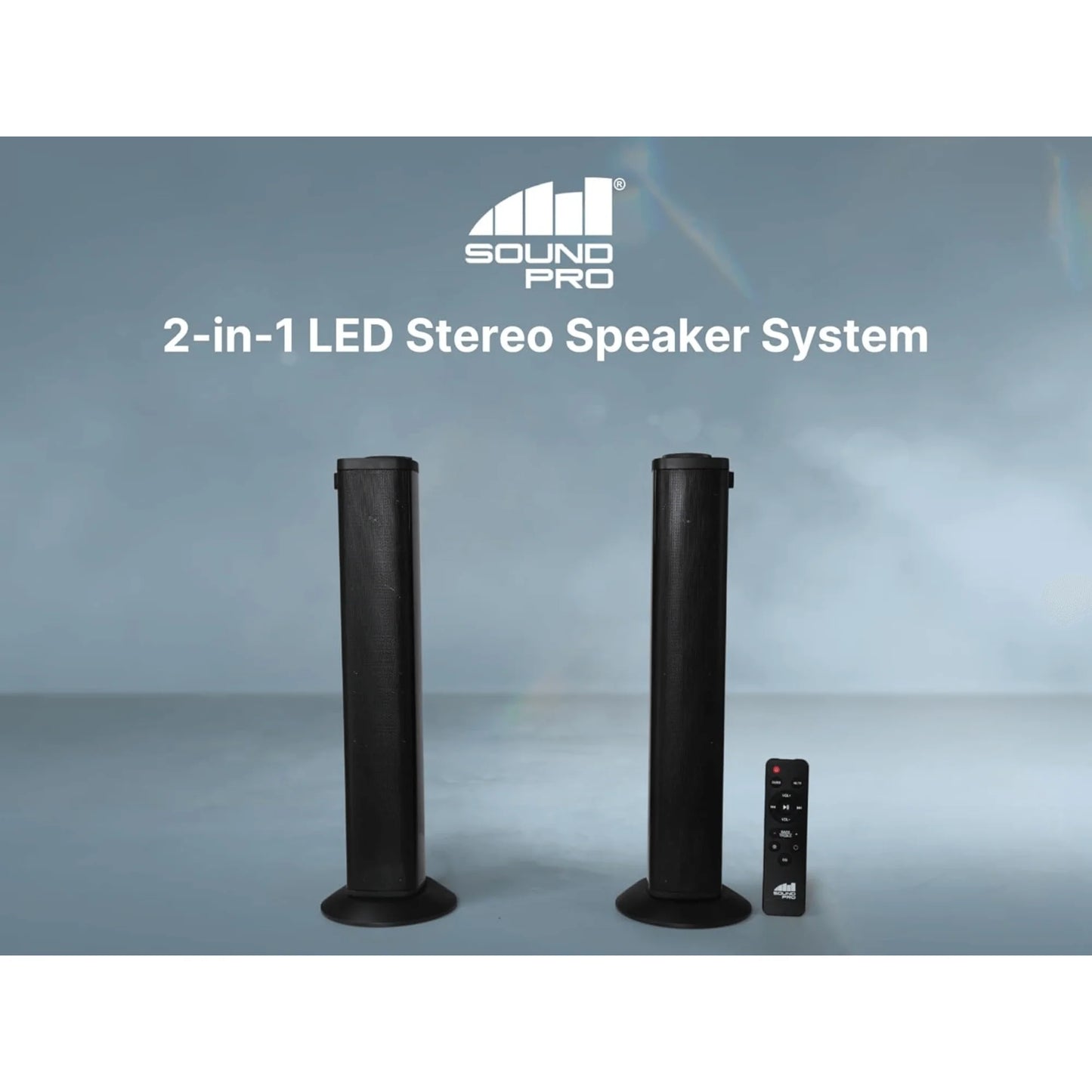 Soundpro 2-In-1 LED BT Stereo Speaker System with RGB Lighting Effects