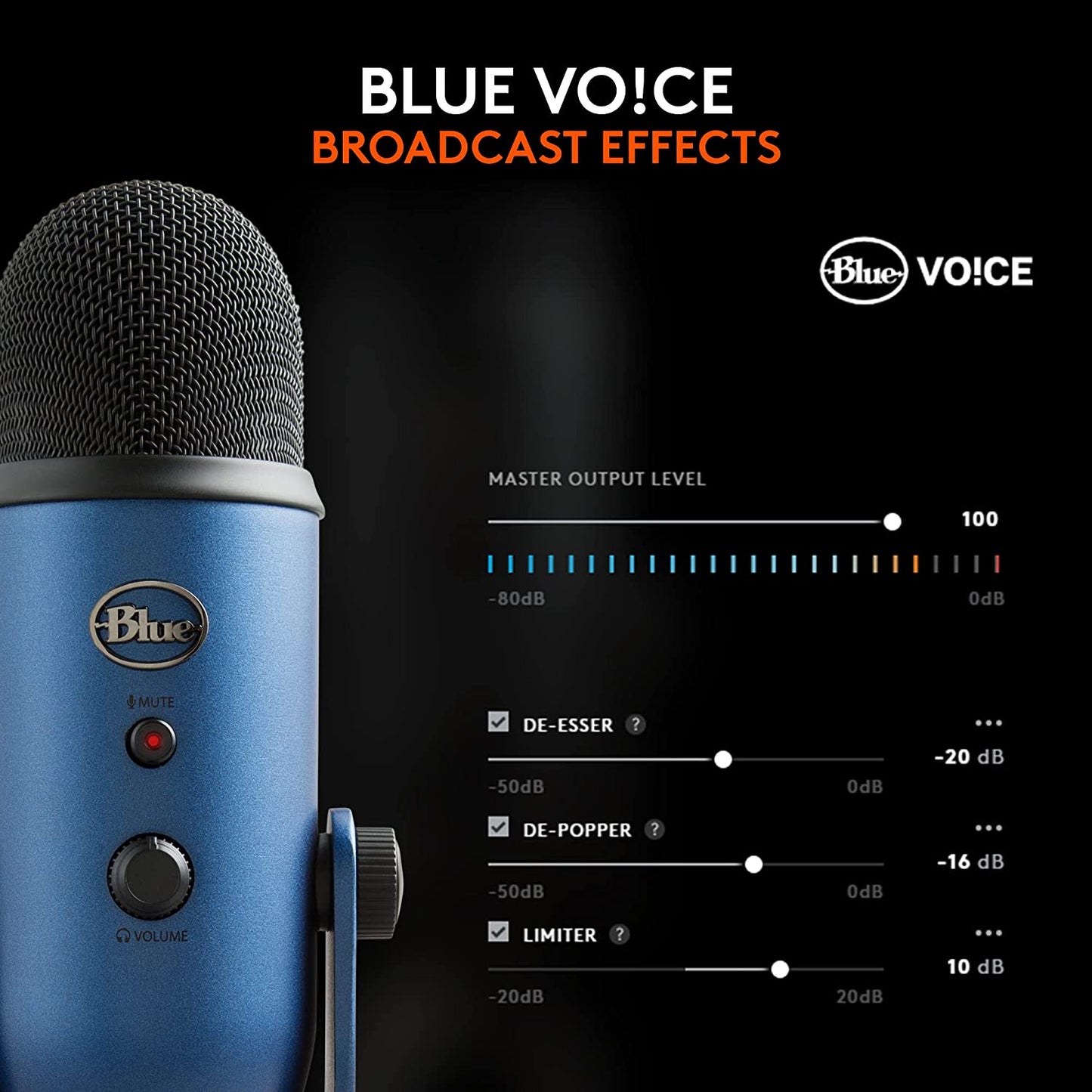 Creators Blue Yeti USB Microphone for Gaming, Streaming, Podcast, Youtube, Discord, PC, Studio Sound, Plug & Play-Midnight Blue