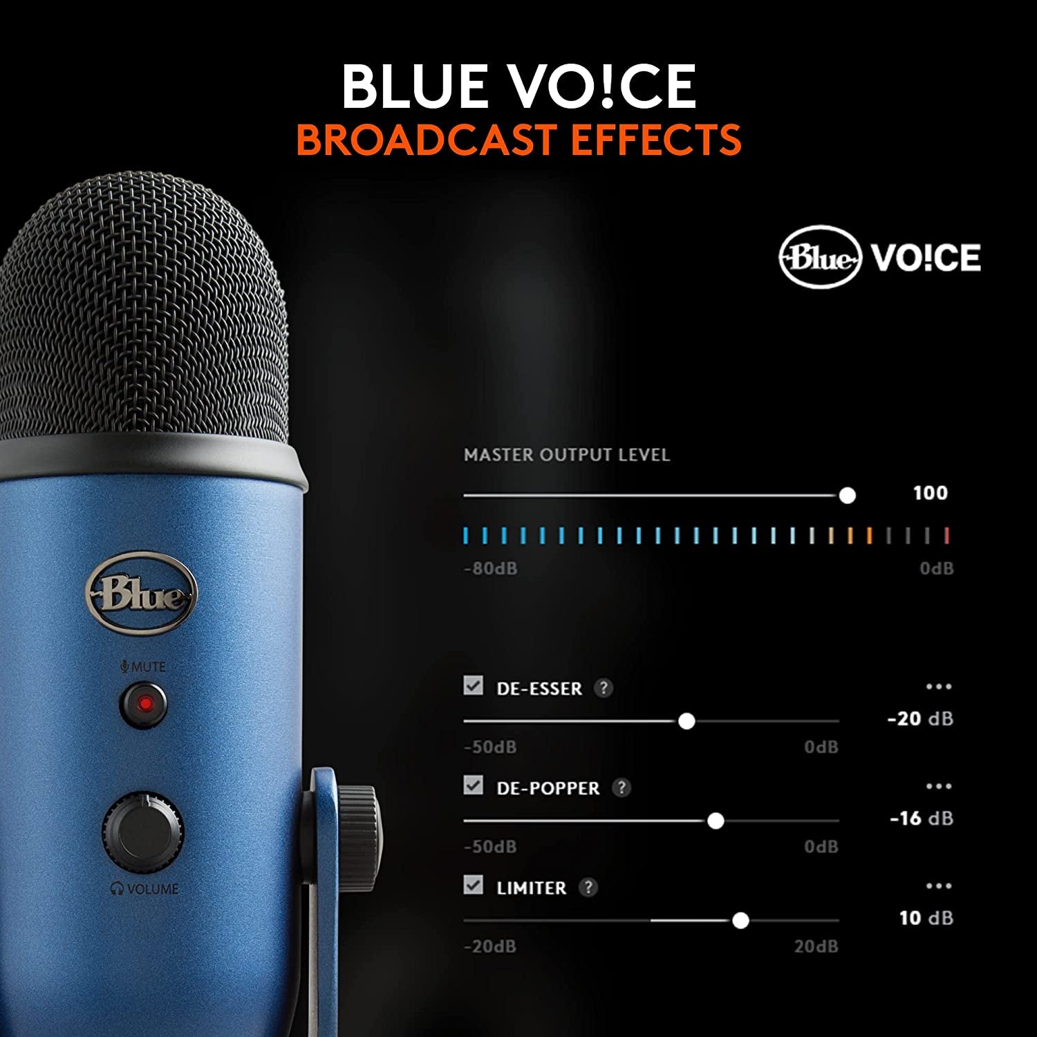 Creators Blue Yeti USB Microphone for Gaming, Streaming, Podcast, Youtube, Discord, PC, Studio Sound, Plug & Play-Midnight Blue