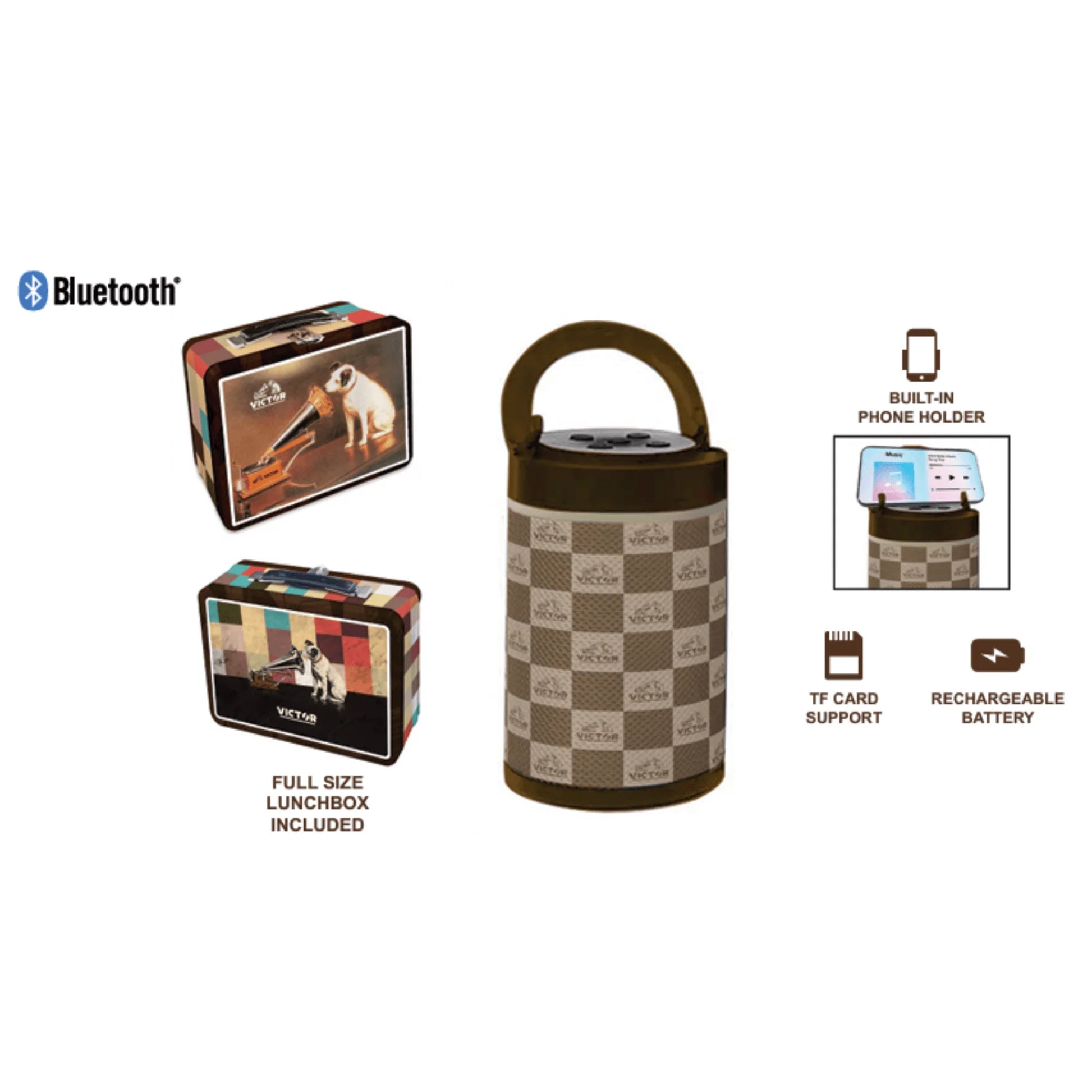 Victor Bluetooth Speaker with Retro Lunchbox Combo