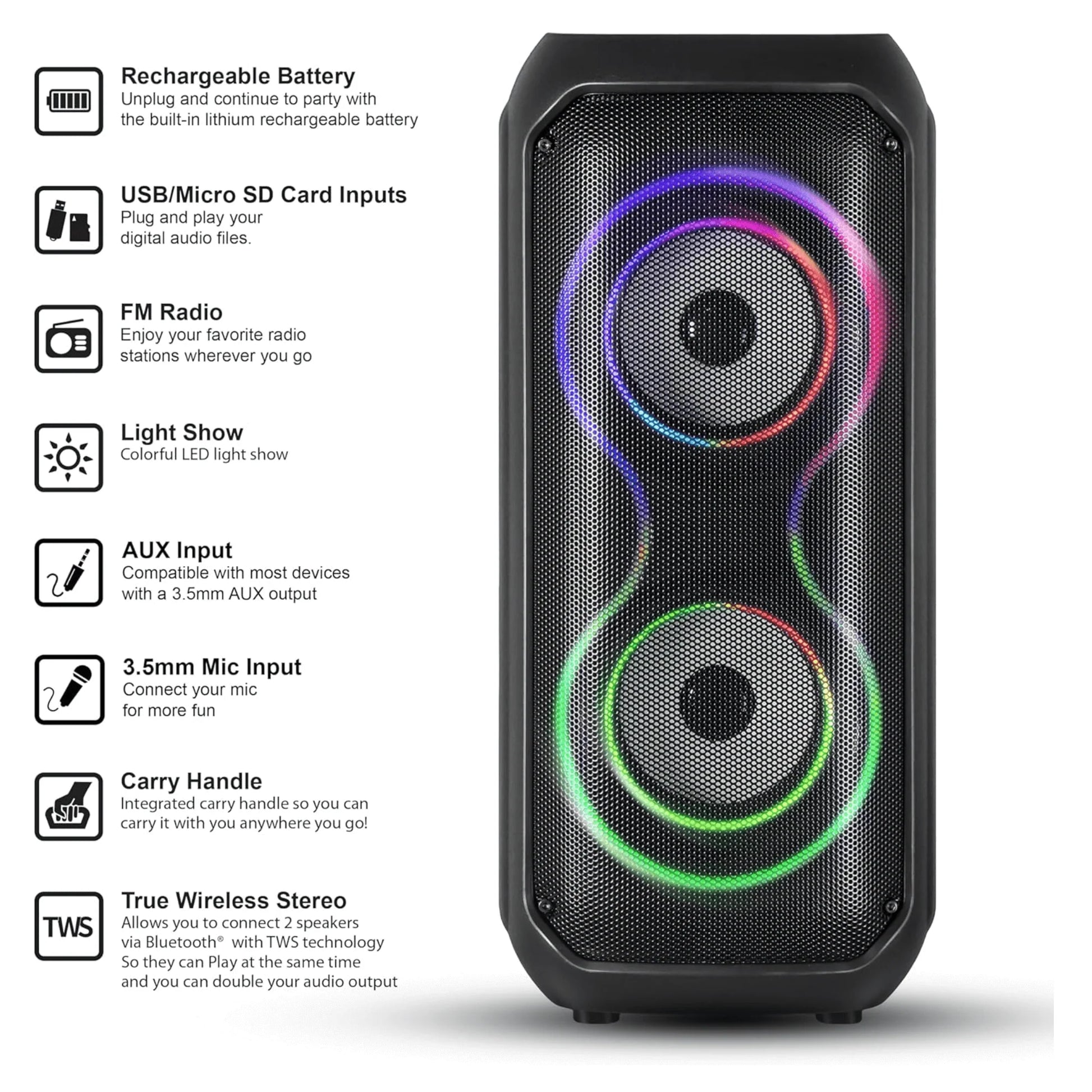 IQ Sound 2X4-Inch High Efficiency Bluetooth Speaker System